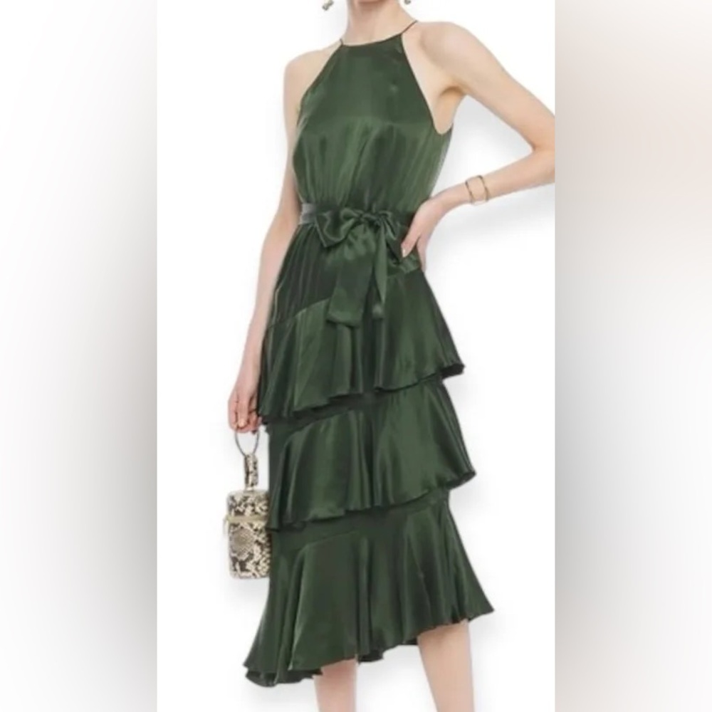 Zimmermann Asymmetric Tiered-Ruffle Silk Midi Dress